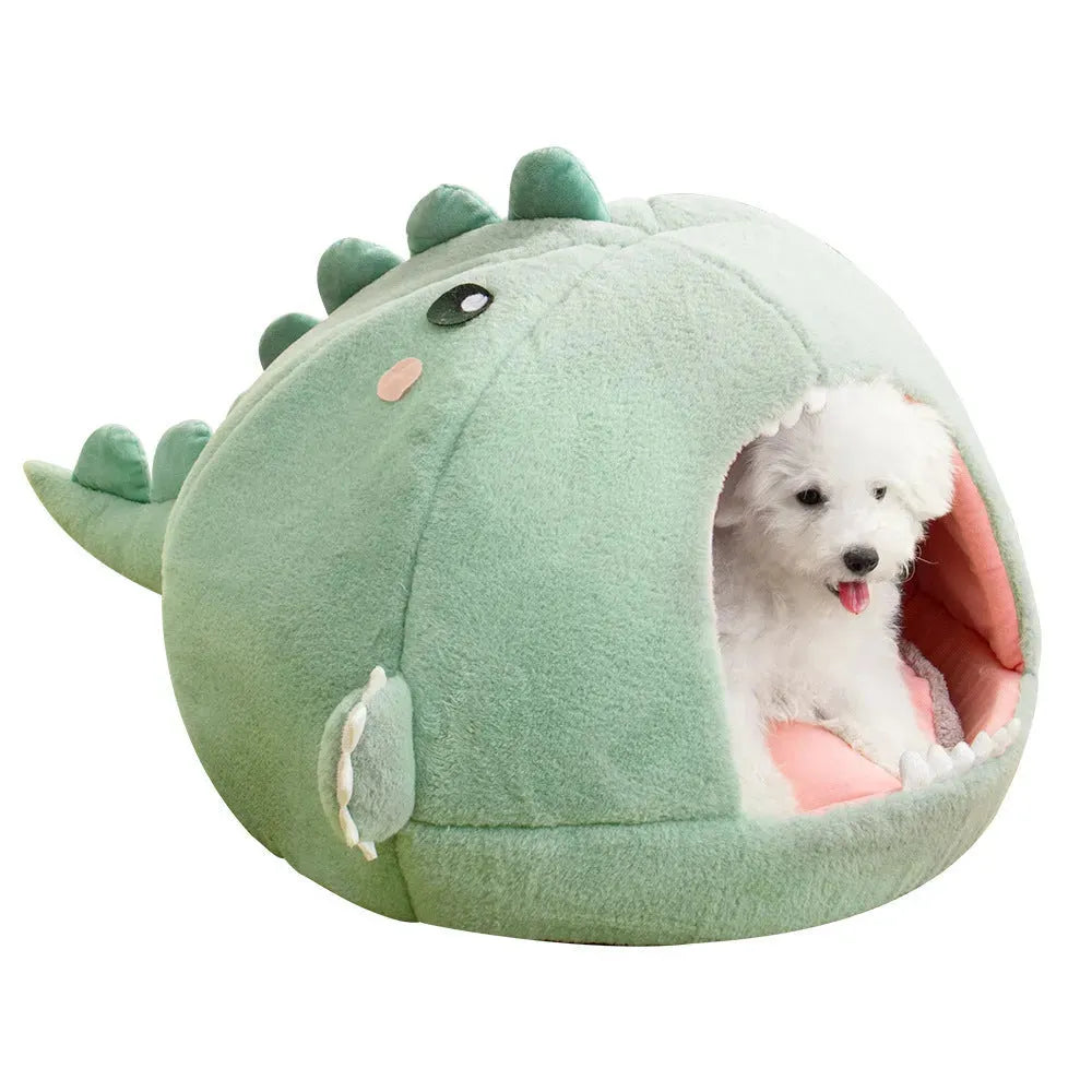Dinosaur Pet Bed Cartoon Kennel Semi-closed - Bellarte Enchanté Dinosaur Pet Bed Cartoon Kennel Semi-closed
